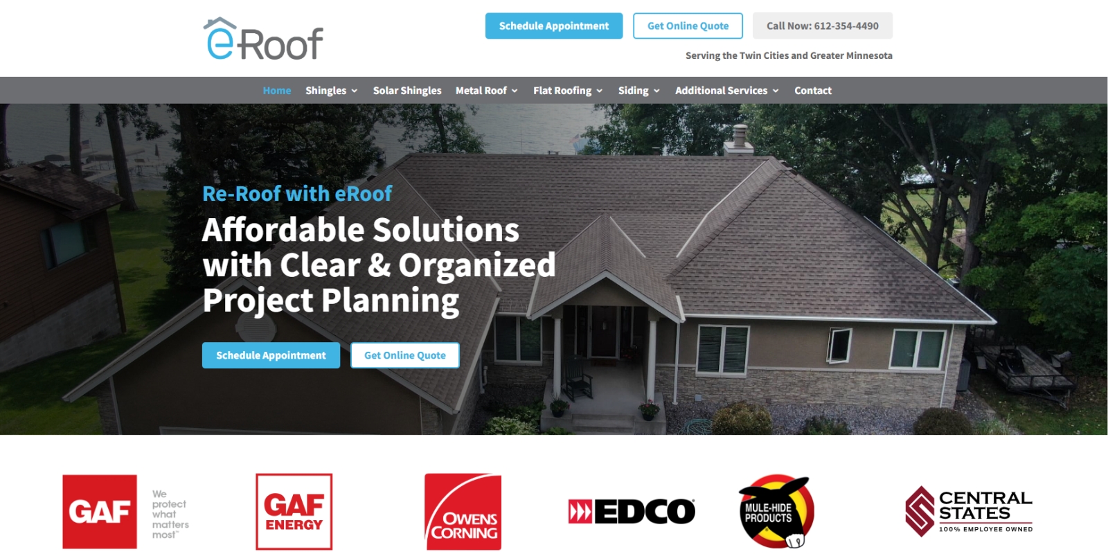 eRoof Quote website before the redesign