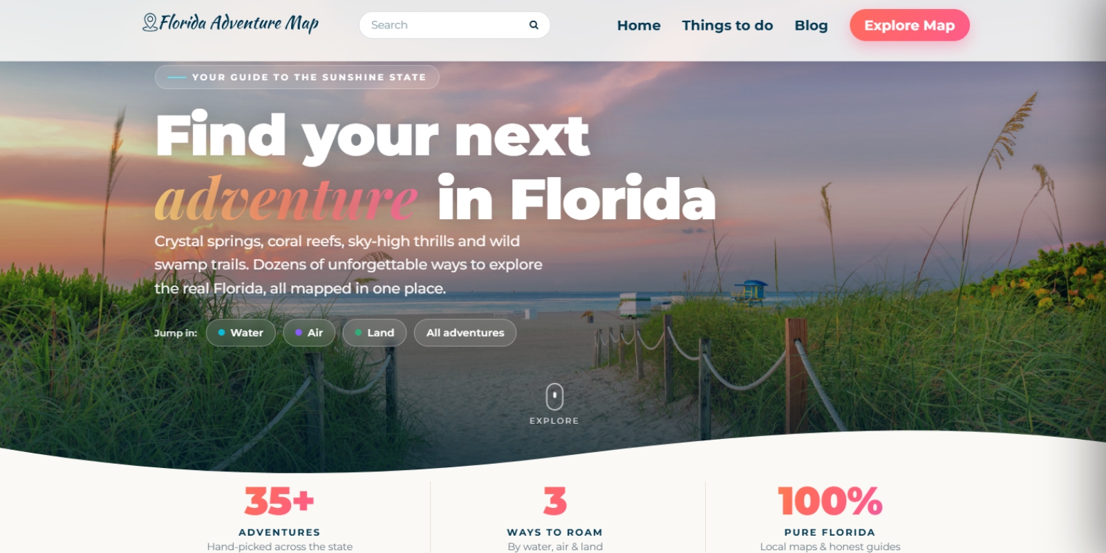 Florida Adventure Map after the redesign